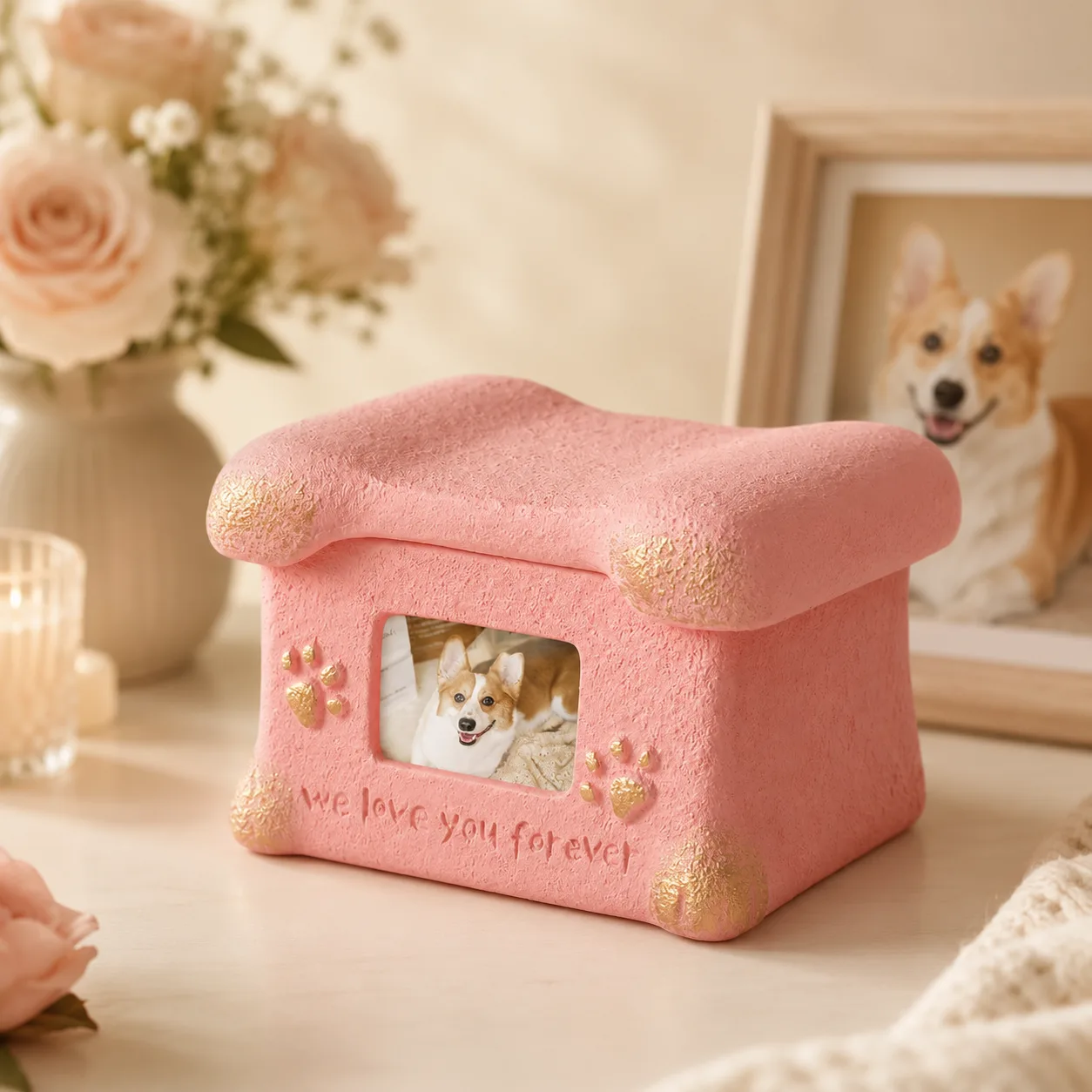 Personalized dog memorial gifts with photo frame, pet cremation urn and remembrance keepsake for beloved dogs